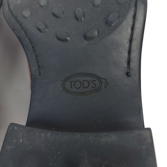 TOD'S Tan Brown Leather Wingtip Brogue Leather Oxford Dress Shoes 10 Old Money - Picture 9 of 10